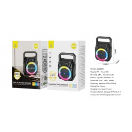 Altavoz TWS Bluetooth 5.0 con luz LED, Con funcion de entrada AUX/TF /FM/USB, 5W, Bateria