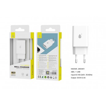 Cargador de Red S. Basic Clover 1 USB sin cable, 2.4A