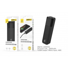 Power Bank Sorlax 2600 mAh, Negro