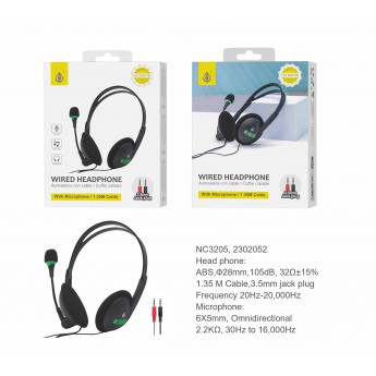 Auriculares Cascos con Cable 1,35M y Microfono, 3.5mm Jack Plug