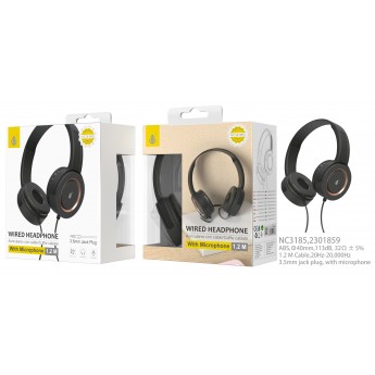 Auriculares Cascos Pring con Cable 1,2M y Microfono, 3.5mm Jack Plug, Oro