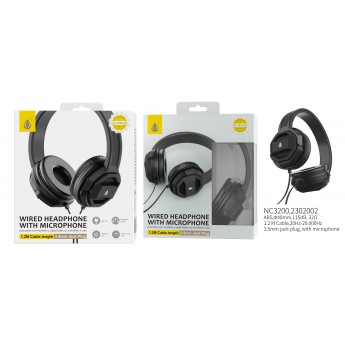 Auriculares Casco de cable con Microfono , 3.5mm Jack Plug , 1.2M ,Negro