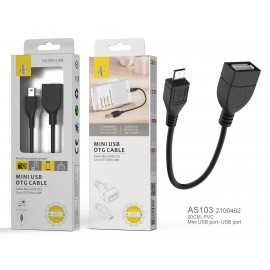 Cable OTG - Mini USB, 0,2m Negro