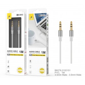 Cable de Audio S.Basic M/M 3.5mm , 1M ,conector Metalico, Blanco