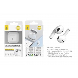 Auriculares Bluetooth TWS BTS 5.0 (25mAh*2), Control tactil ,Estuche Cargable 230mAh, Blanco