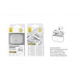 Auriculares Bluetooth TWS BTS 5.0 (30mAh x2), Control Tactil, Estuche Cargable 230mAh, Blanco