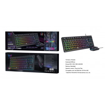 Conjunto Teclado 88 Keys(Espanol) y Raton Gaming 6D con cable 800/1200/1600/2400 DPI