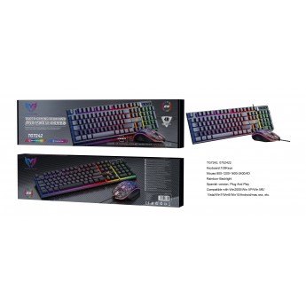 Conjunto Teclado 105 Keys(Espanol) y Ratan Gaming 4D con cable 800/1200/1600/2400 DPI