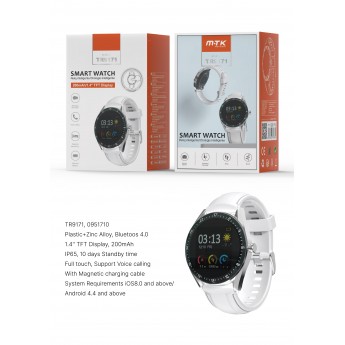 Reloj Inteligente bluetooth con pantalla Tactil TFT 1.4", Soporta a llamada, impermeable