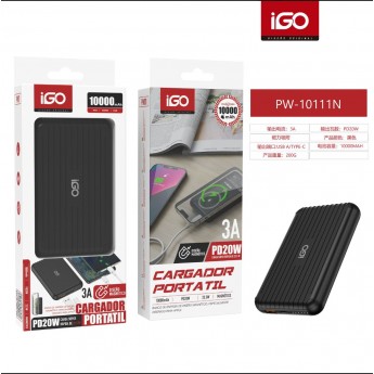 Power bank 10000mAh, PD 20W, 3A